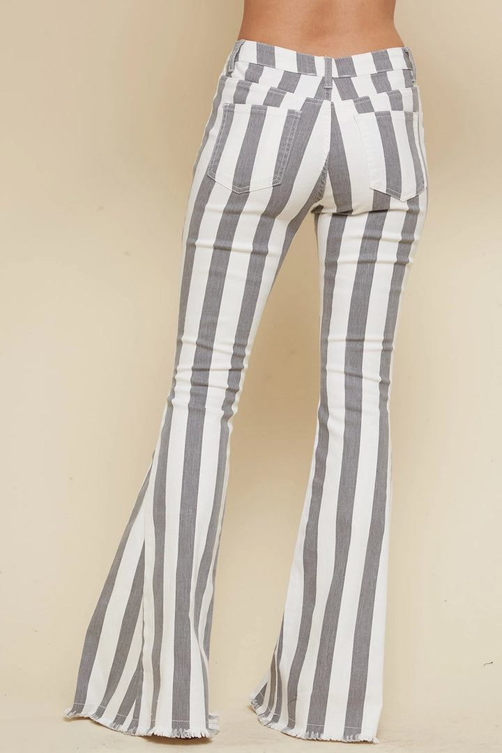 Foster Western Charcoal Striped flare Bottoms
