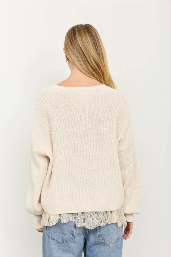 Alaina Lace Hem Knit Sweater