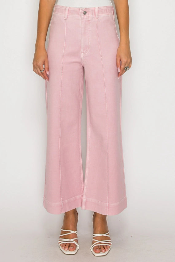 Marnie Pink Pintuck Wide Leg Jeans