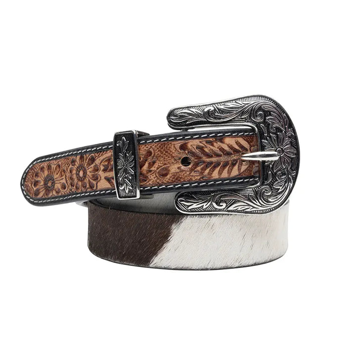 Shania Cowhide Tooled Leather Belt