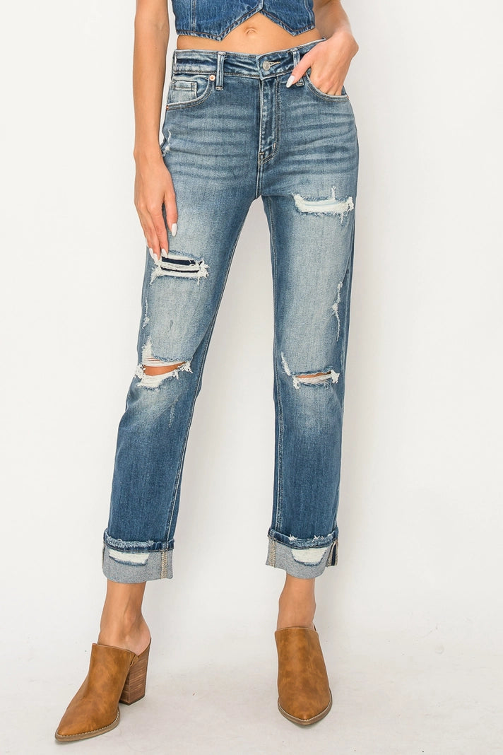 Connie Single Cuff Straight Jeans