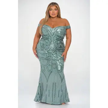 Chasta Off Shoulder Mermaid Sequin Maxi Dress