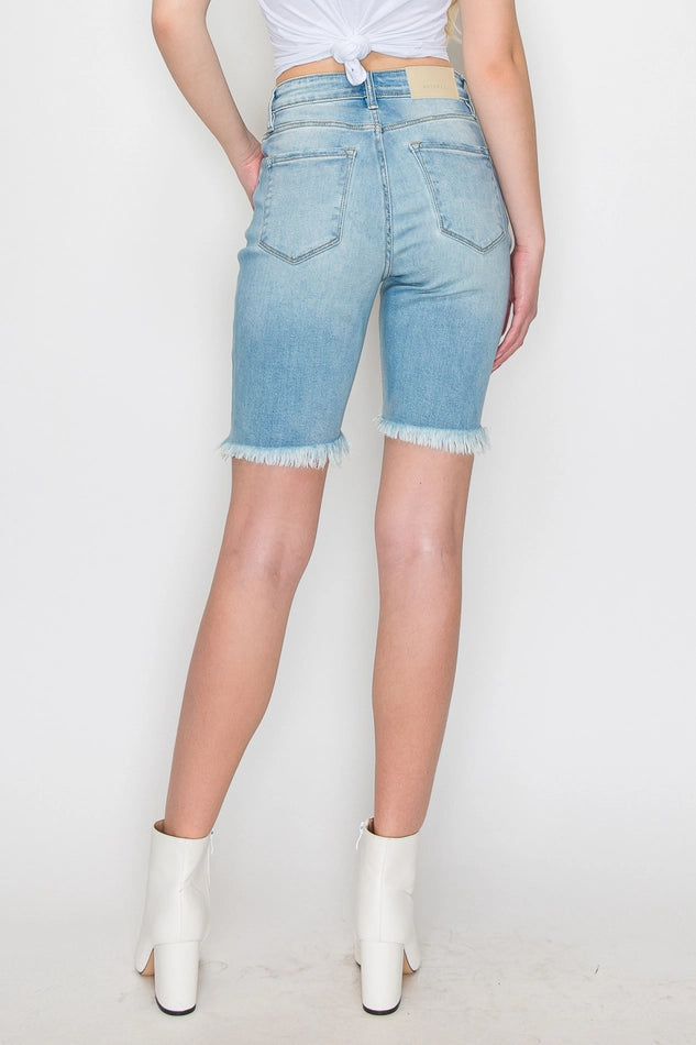 Tatum High Rise Frayed Bermuda Shorts