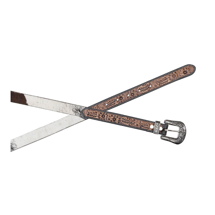 Shania Cowhide Tooled Leather Belt