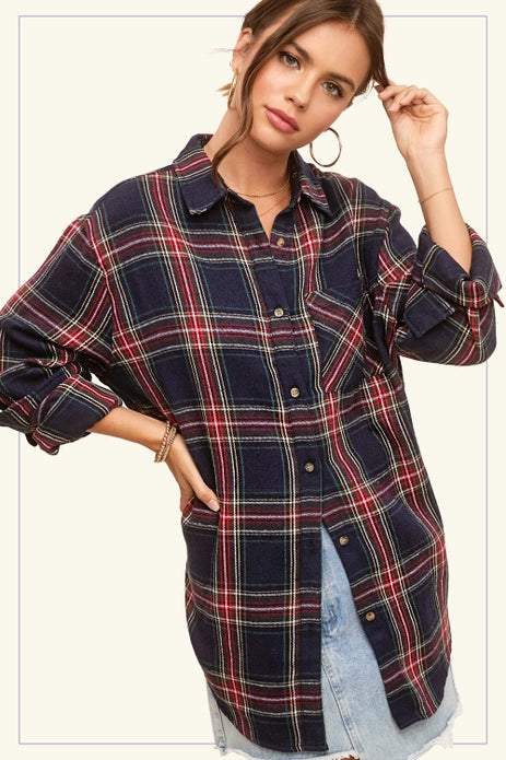 Bryony Loose Fit Plaid Button Down