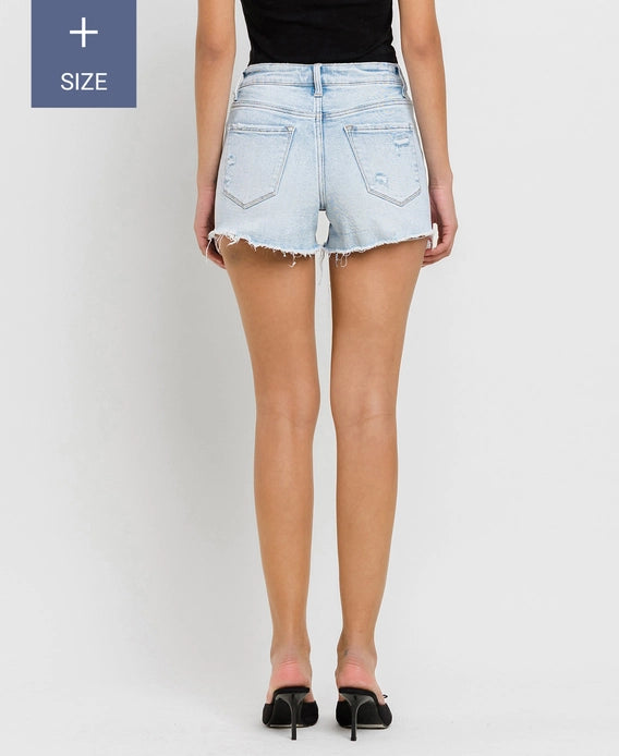 Jacquie High Rise Distressed Hem Shorts - Extended Size