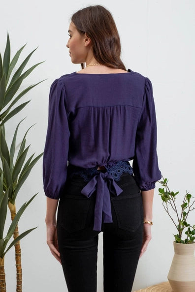 Winifred Scalloped Back Tie Blouse