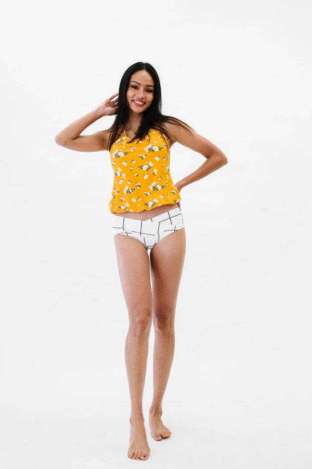 Rosie Long Tankini Top w/ Banded Hem