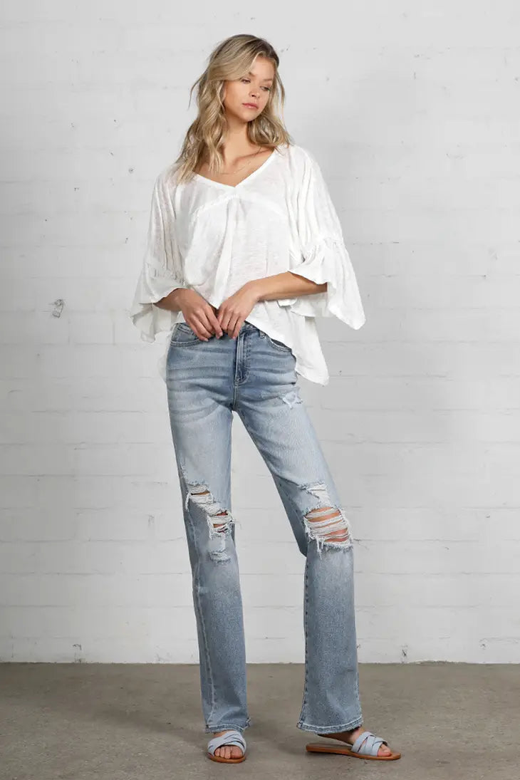 Millie High Rise Ripped Dad Jeans