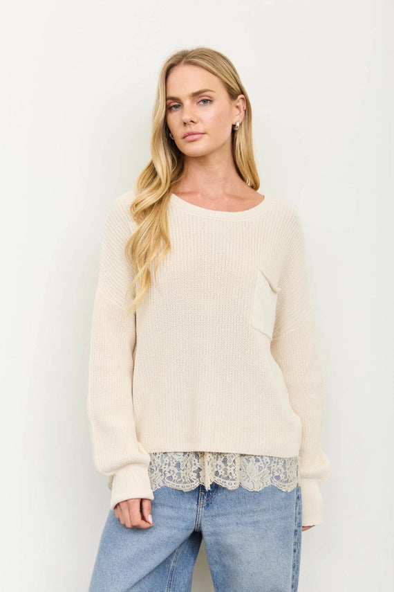 Alaina Lace Hem Knit Sweater