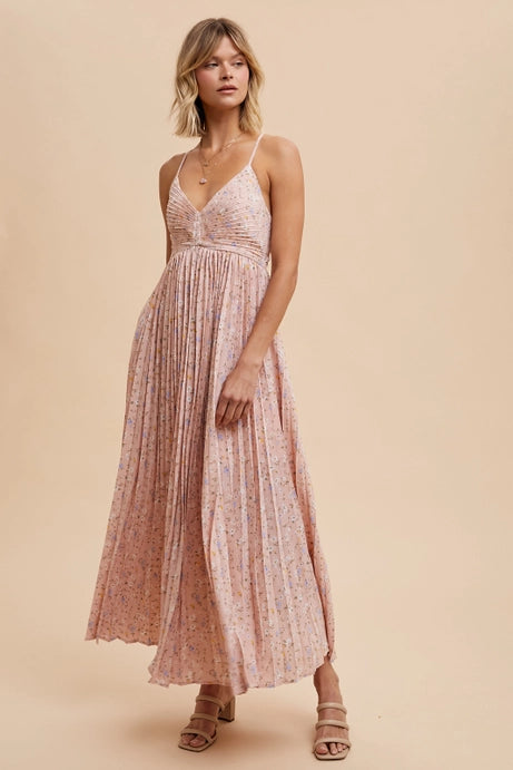 Noelle Pleated Floral Maxi Dress