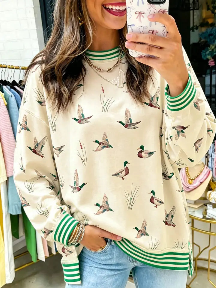 Jorie Mallard Stripe Sweatshirt