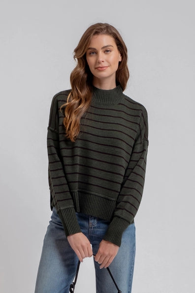 Ptolemy Mock Neck Striped Sweater