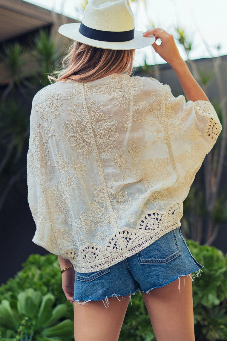 Araceli Embroidered Boho Cardigan