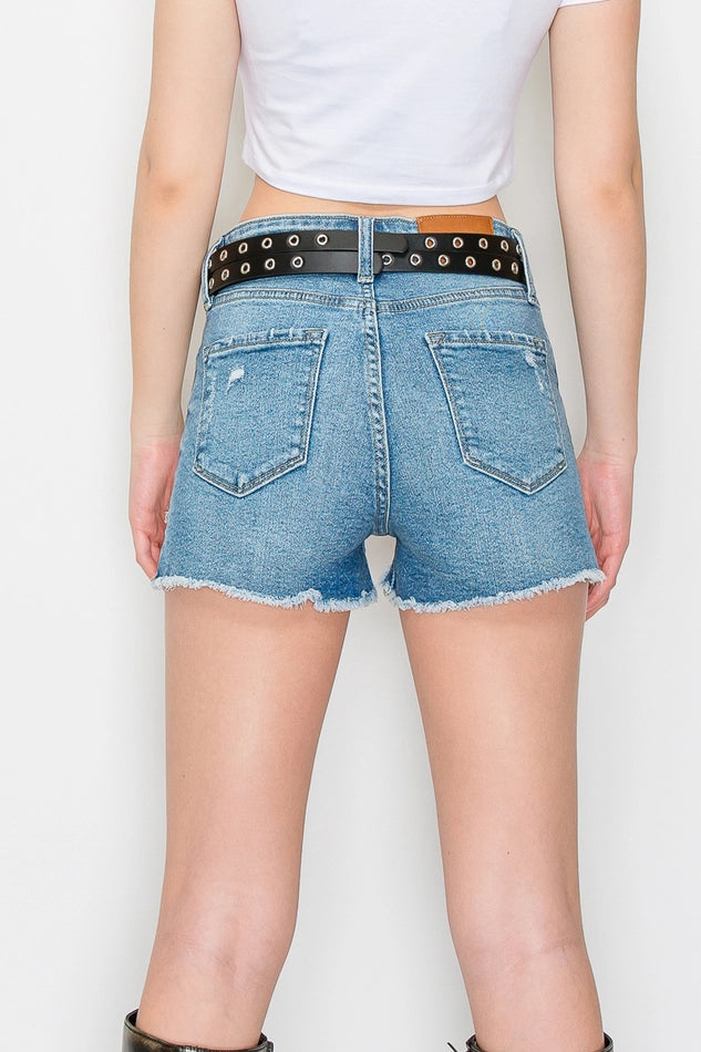 Ramona High Rise Frayed Denim Shorts