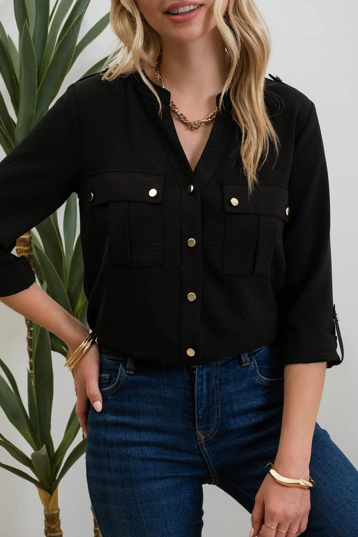 Megan Gold Snap Button Down Shirt