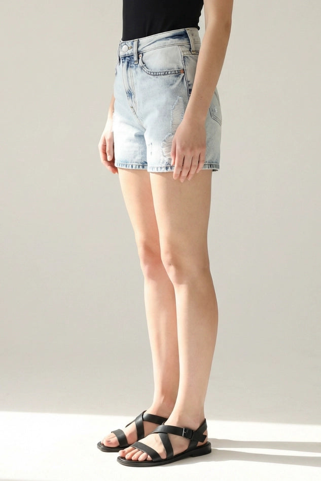 Sable Hybrid Denim Midi Shorts