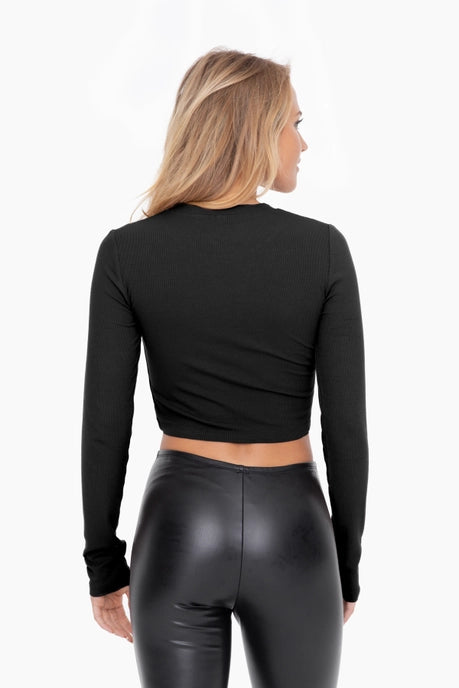 Tiffany Micro-Ribbed Cropped Athleisure Top