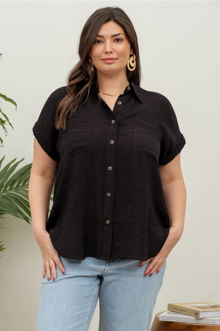 Sandra Fold Sleeve Blouse - Extended Size