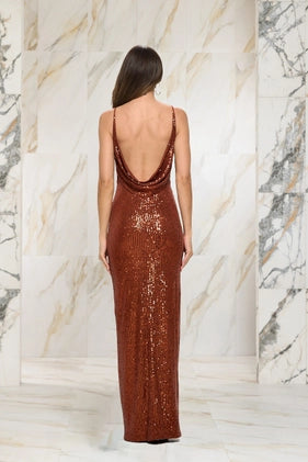 Michelle Drape Sequins Dress