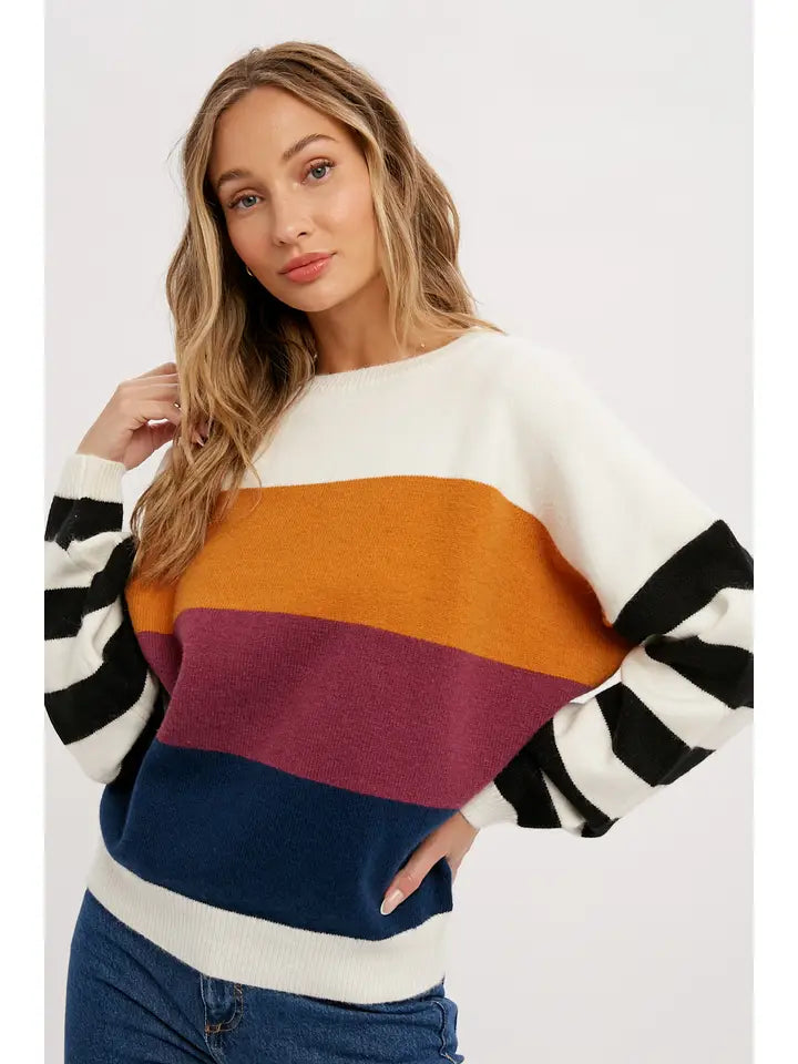 Indigo Color Block Sweater