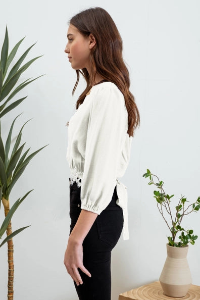 Winifred Scalloped Back Tie Blouse