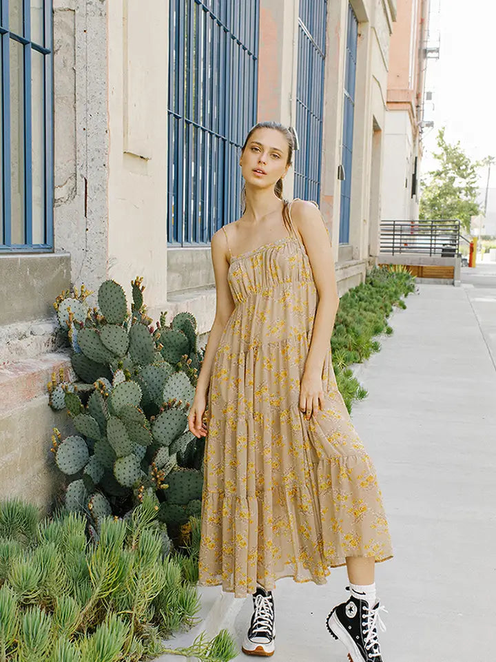 Amber Floral Ruffle Maxi Dress