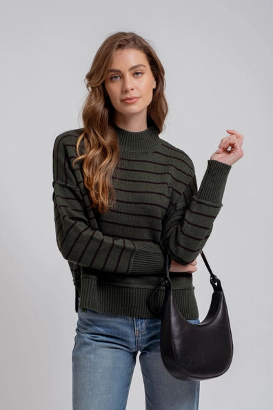 Ptolemy Mock Neck Striped Sweater