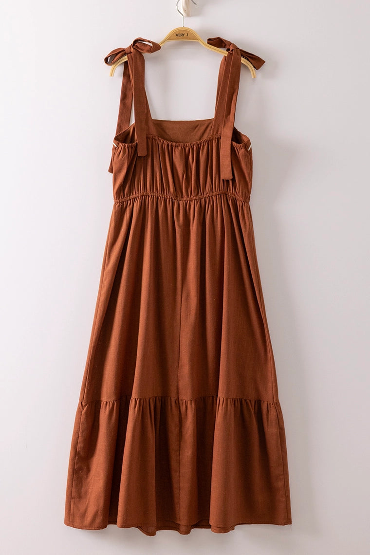 Paloma Embroidered Shoulder Tie Dress