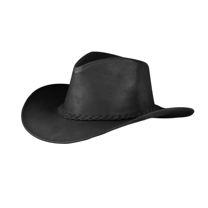 Wide Brim Western Leather Cowboy Hat