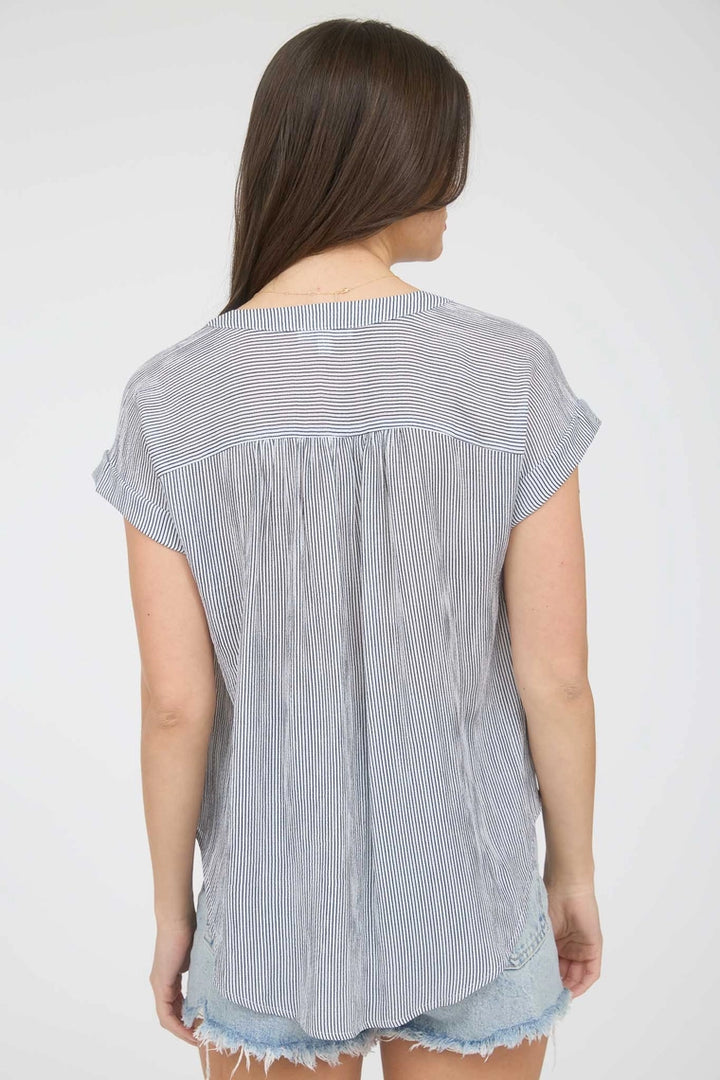 Maren Pinstripe Button Top