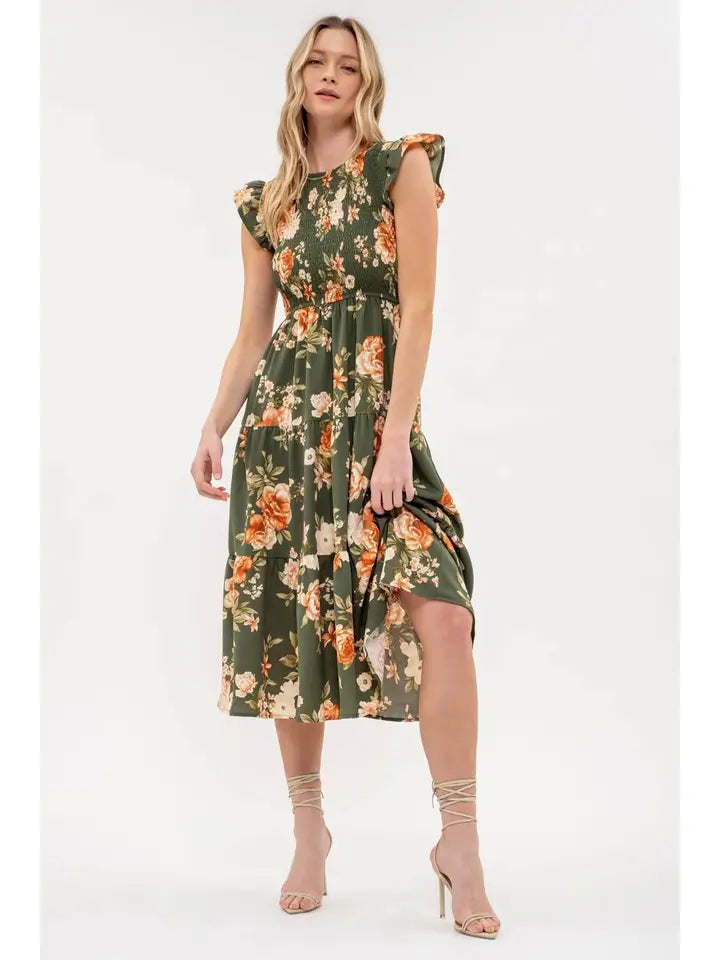 Silvia Smocked Floral Midi Dress