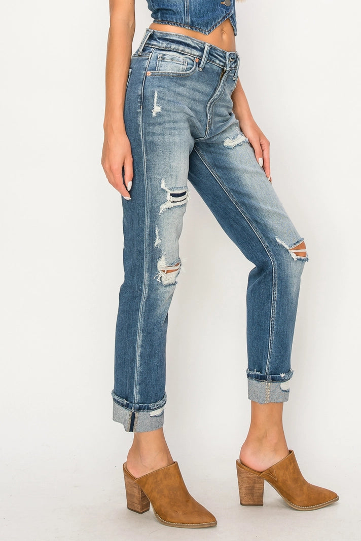 Connie Single Cuff Straight Jeans