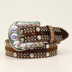 The Brandy Crystal Calf Hair Nocona Belt