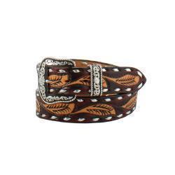 The Mallory Tooled Leaf Angel Ranch Belt
