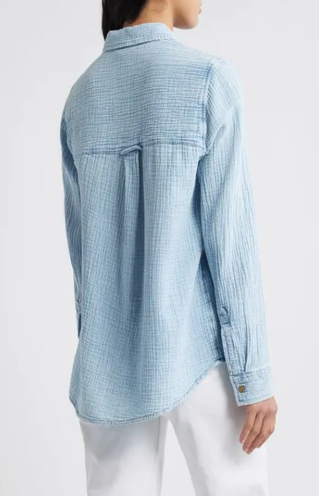 Amber Chambray Button Down Top