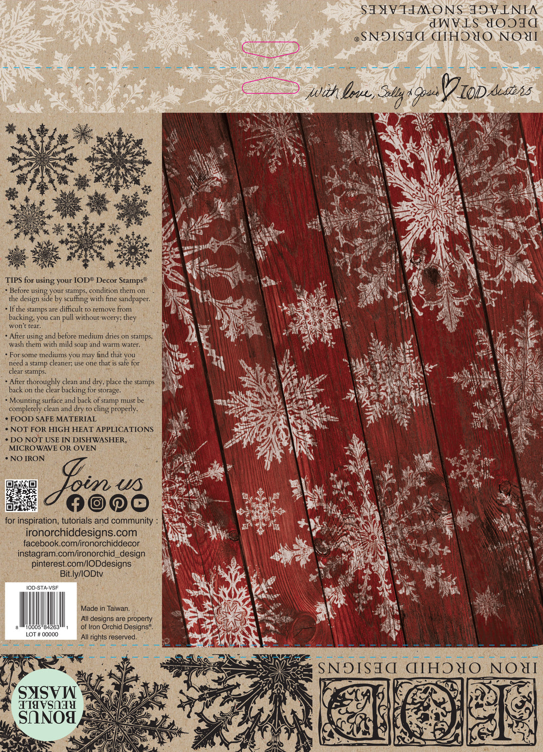 IOD Vintage Snowflake 12x12 Stamp