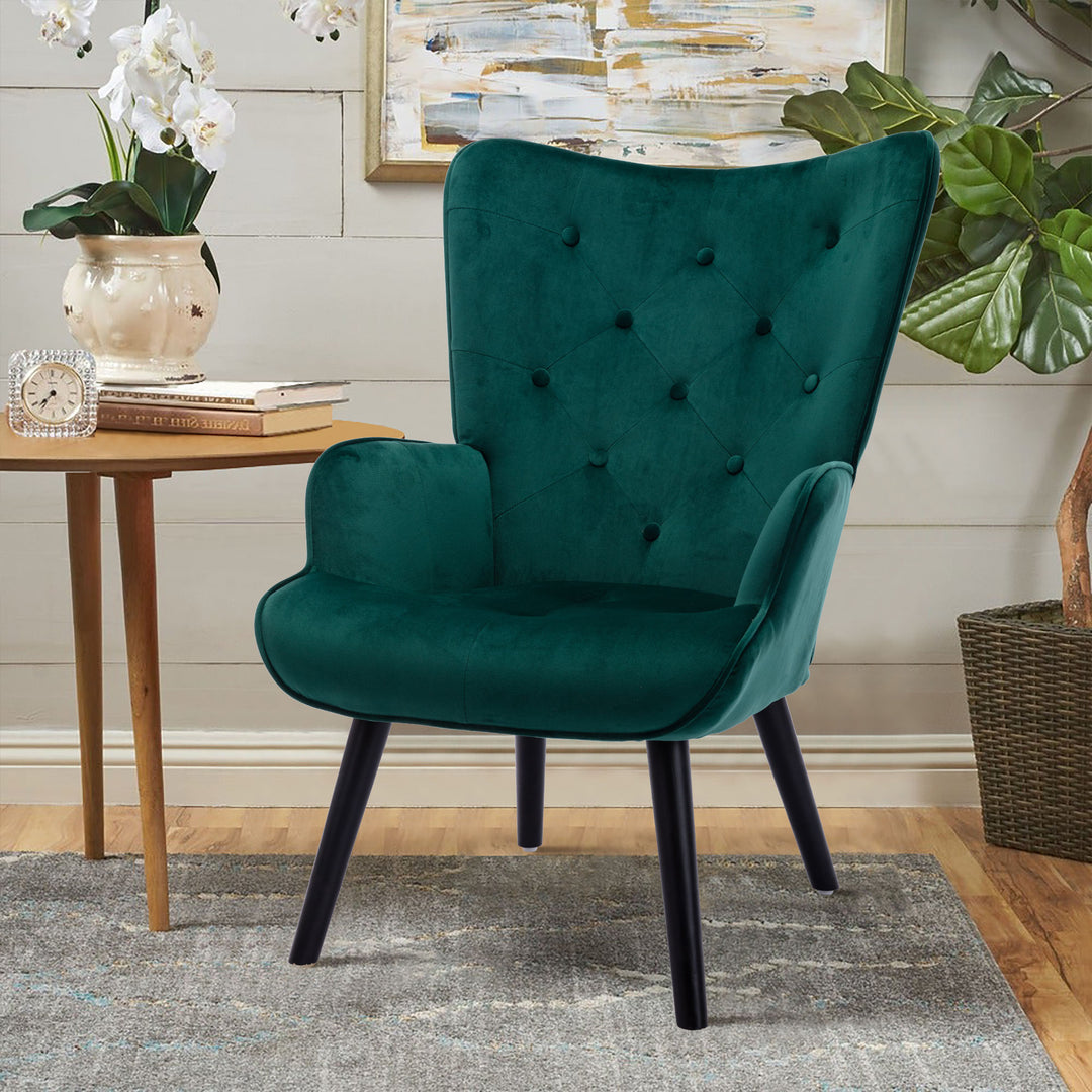 Tufted Green Velvet Accent Chair