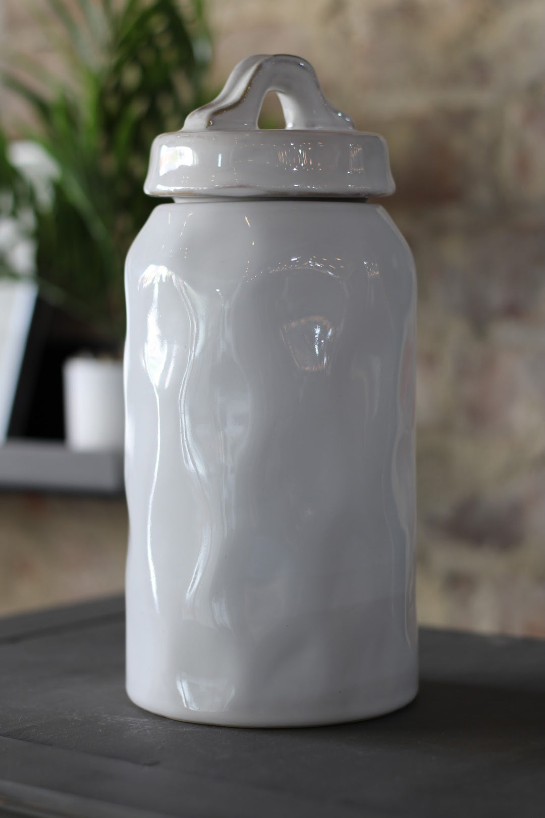 Large White Jar with Lid