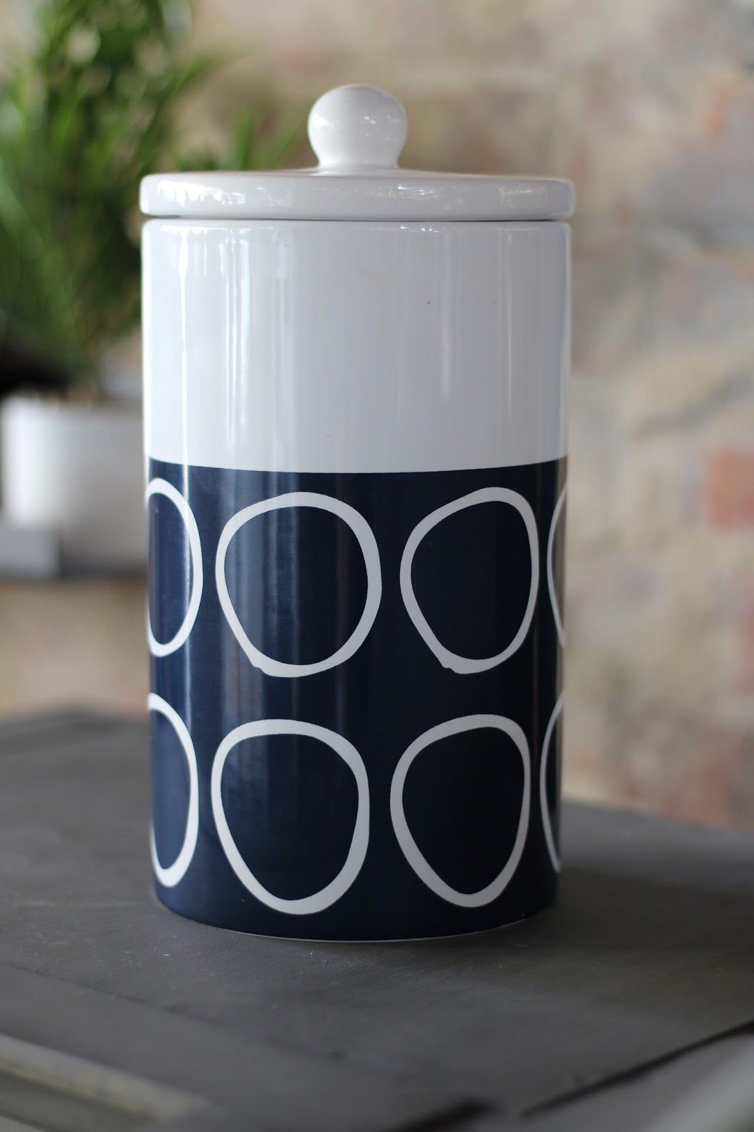 Blue Circle Canister With Lid