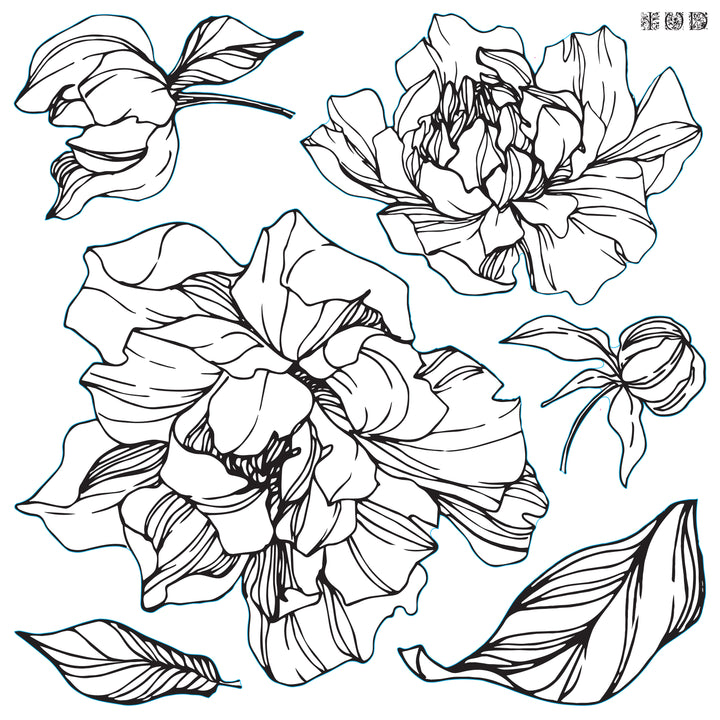 IOD Peonies 12x12 Stamp