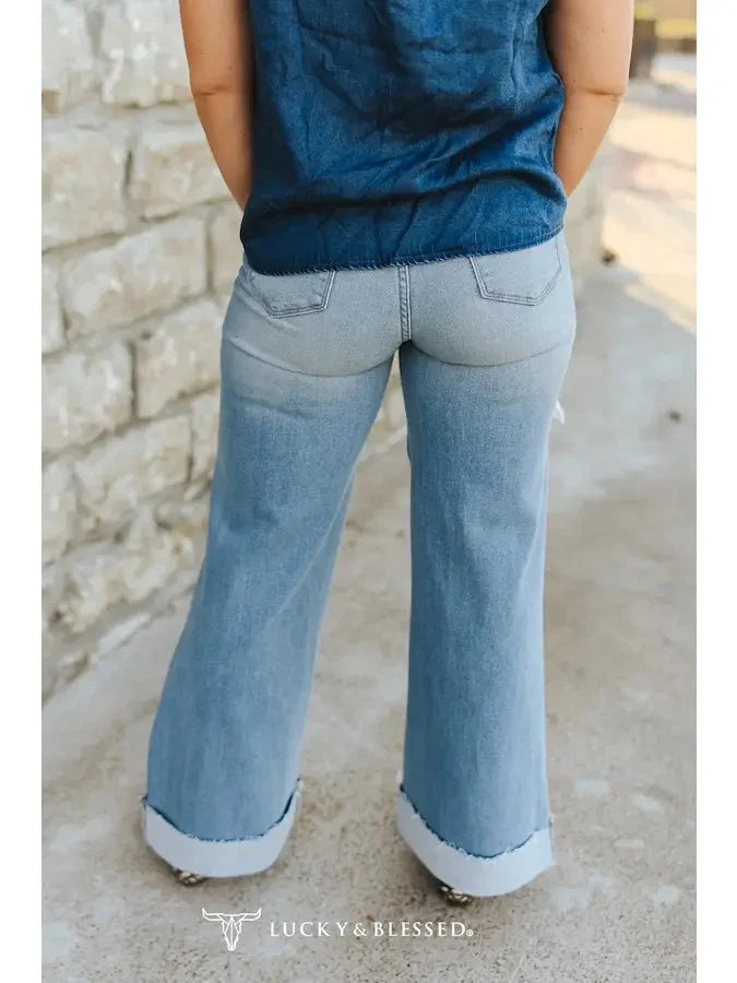 Zivah Distressed Wide Leg Jeans