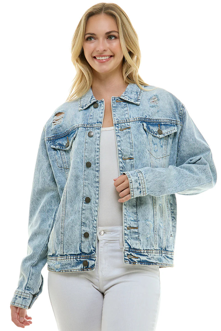 Dallis Distressed Denim Jacket