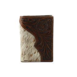 The Colton Tooled Calf Hair Nocona Trifold Wallet