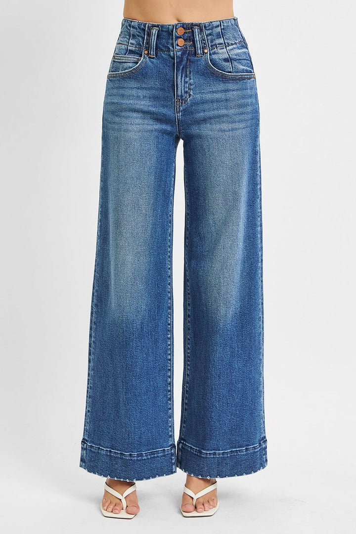 Savannah Double Button Wide Leg Jeans