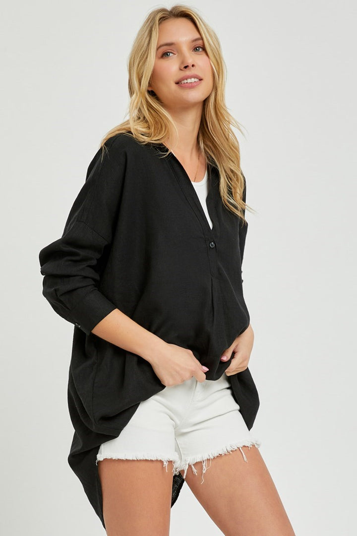 Elira Oversized Popover Linen Shirt