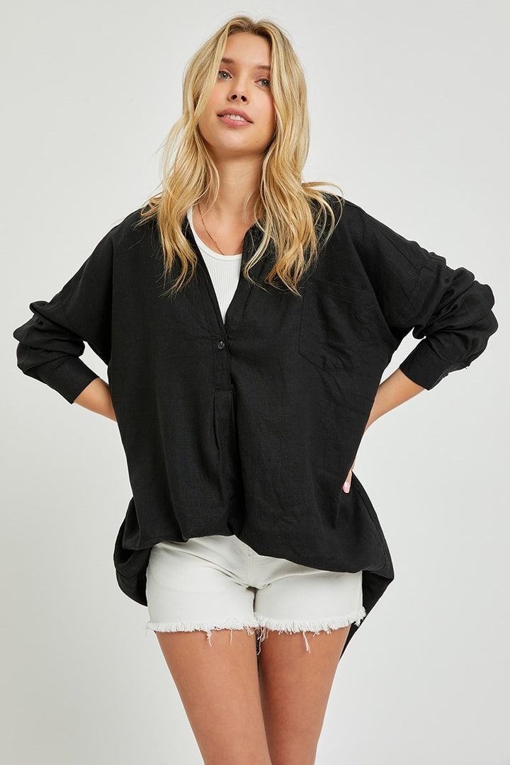 Elira Oversized Popover Linen Shirt