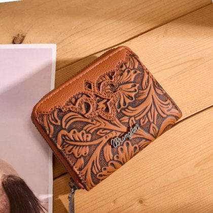 Kimberly Tooled Floral Zip Wallet
