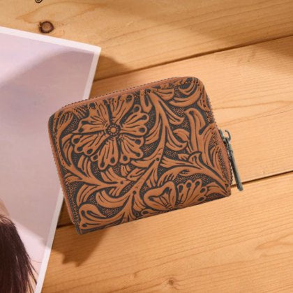 Kimberly Tooled Floral Zip Wallet