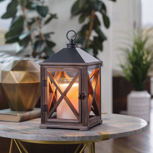 Abby Weathered Espresso Wooden Lantern